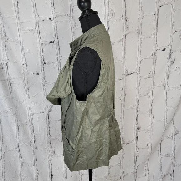 Chico's Cascade Valerie Crinkled Casual Open Front Vest Olive Green Size 3 - Picture 2 of 5